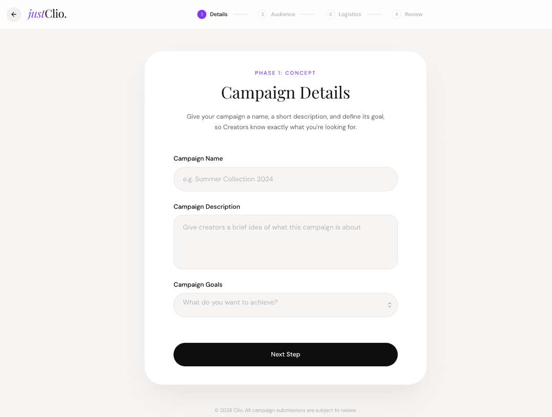 Campaign management screen